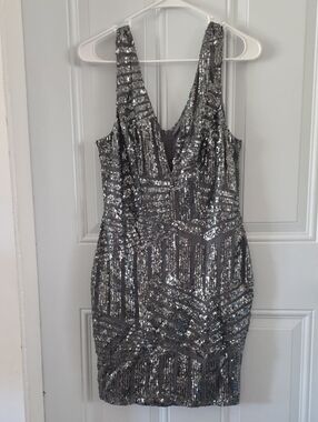 silver sequin dress charlotte russe Charlotte Russe+ Sequin Scallop Pattern Shift
